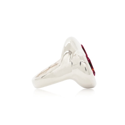 Silver cocktail ring with red garnet from Atelier ORMAN