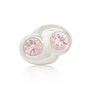 Silver sculptural cocktail ring with rose quartz from Atelier ORMAN
