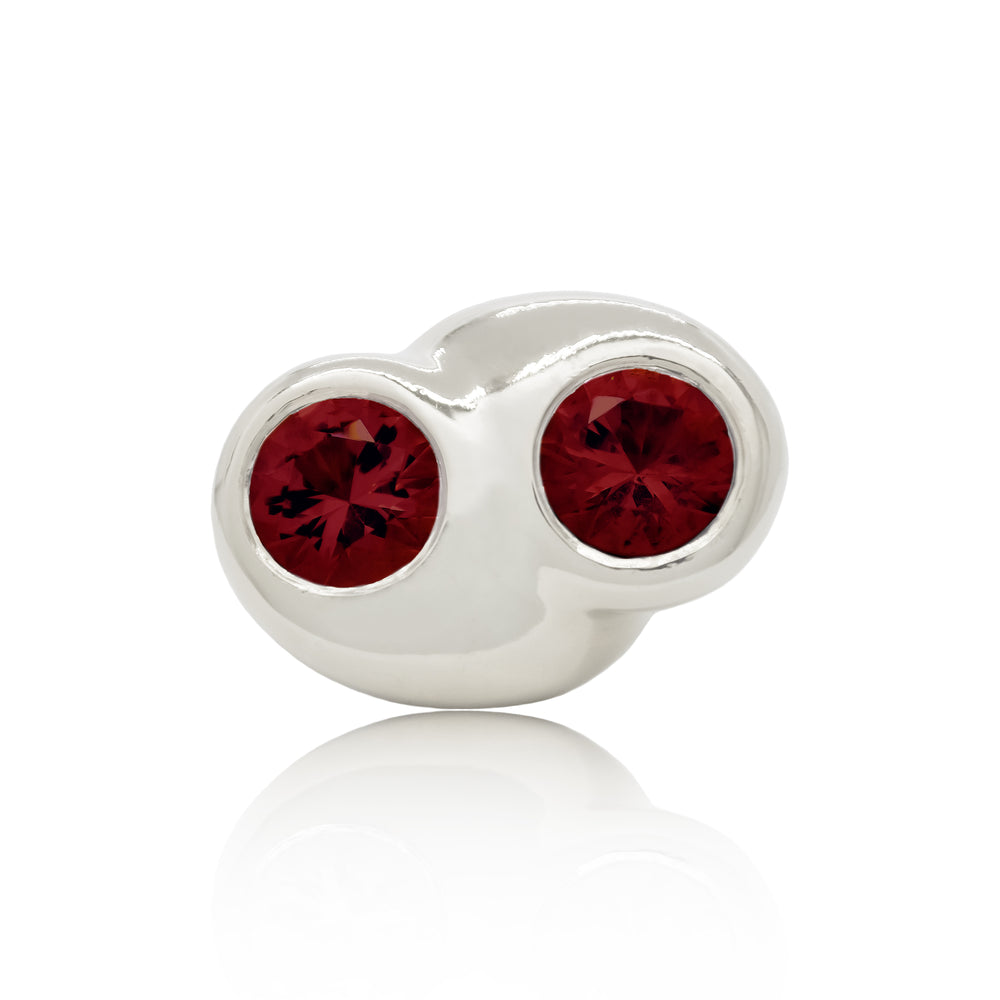 Silver cocktail ring with red garnet from Atelier ORMAN