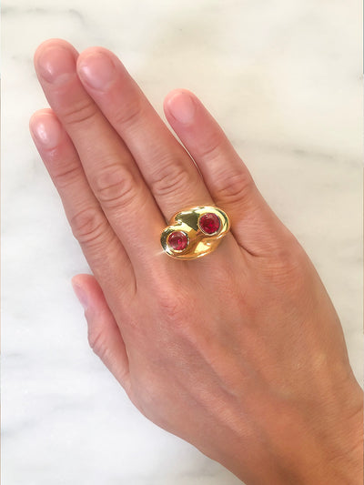 SiGold sculptural cocktail ring with red garnet from Atelier ORMAN